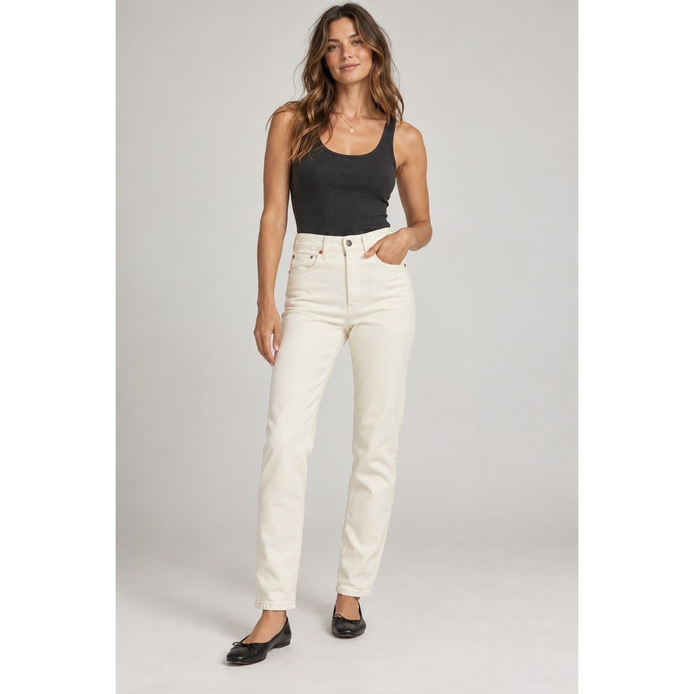 RE/DONE High Rise Ankle Crop Jeans Womens 27 Off White Denim